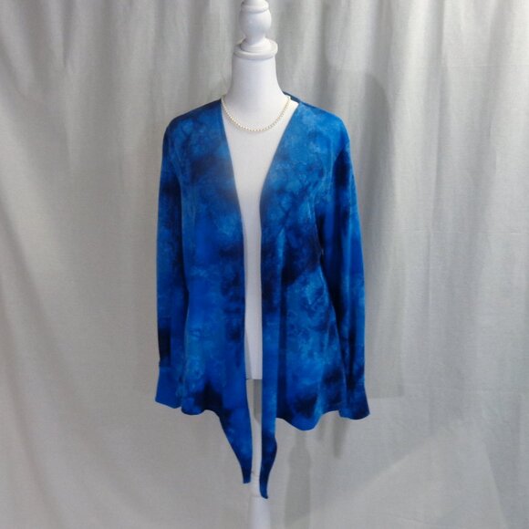 Colleen Lopez Size Medium Blue Tie-Dyed Knotted Cardigan - Picture 2 of 11
